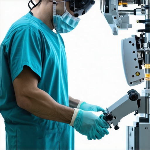 Surgeon operating robotic spine surgery system in NJ clinic