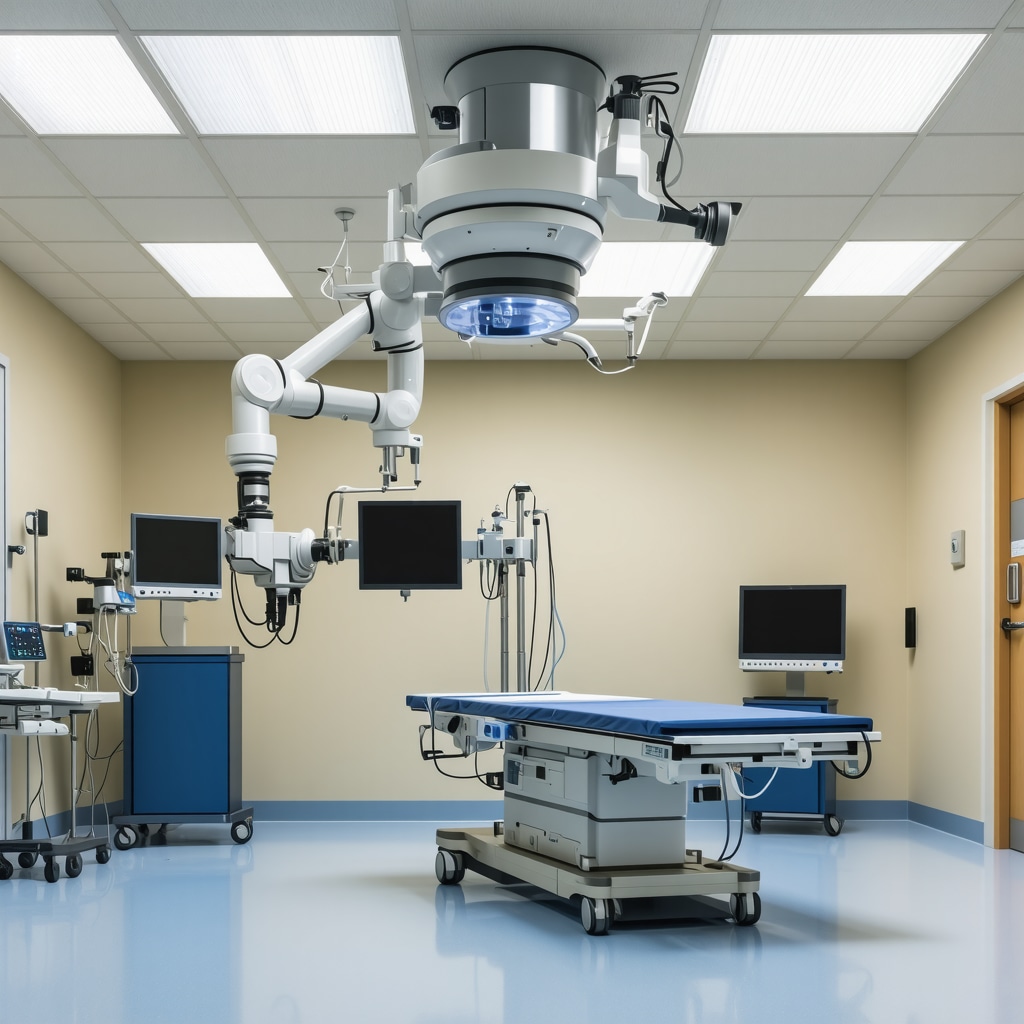 Advanced robotic-assisted spine surgery setup in a NJ hospital operating room.