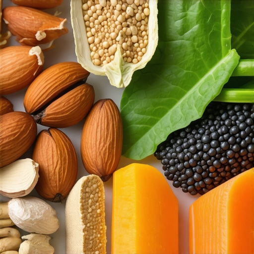Assortment of healthy foods rich in micronutrients supporting spine recovery