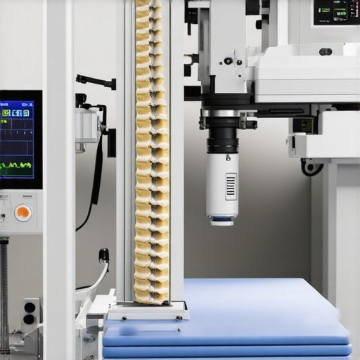 Surgeon operating a robotic system for spine surgery in a state-of-the-art operating room.