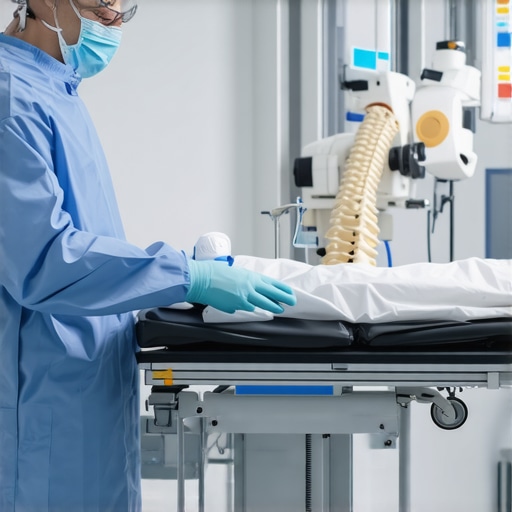 Surgeon operating robotic spine surgery system in NJ clinic