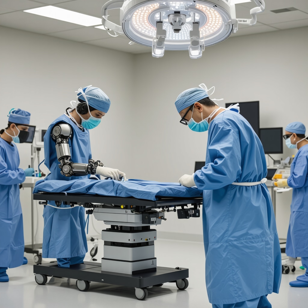 Surgeon operating advanced robotic spine surgery system in NJ hospital