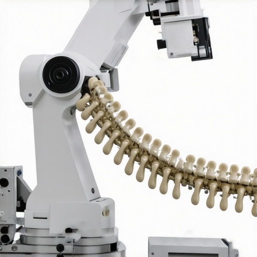 Surgeon performing robotic-assisted minimally invasive spine surgery with advanced equipment