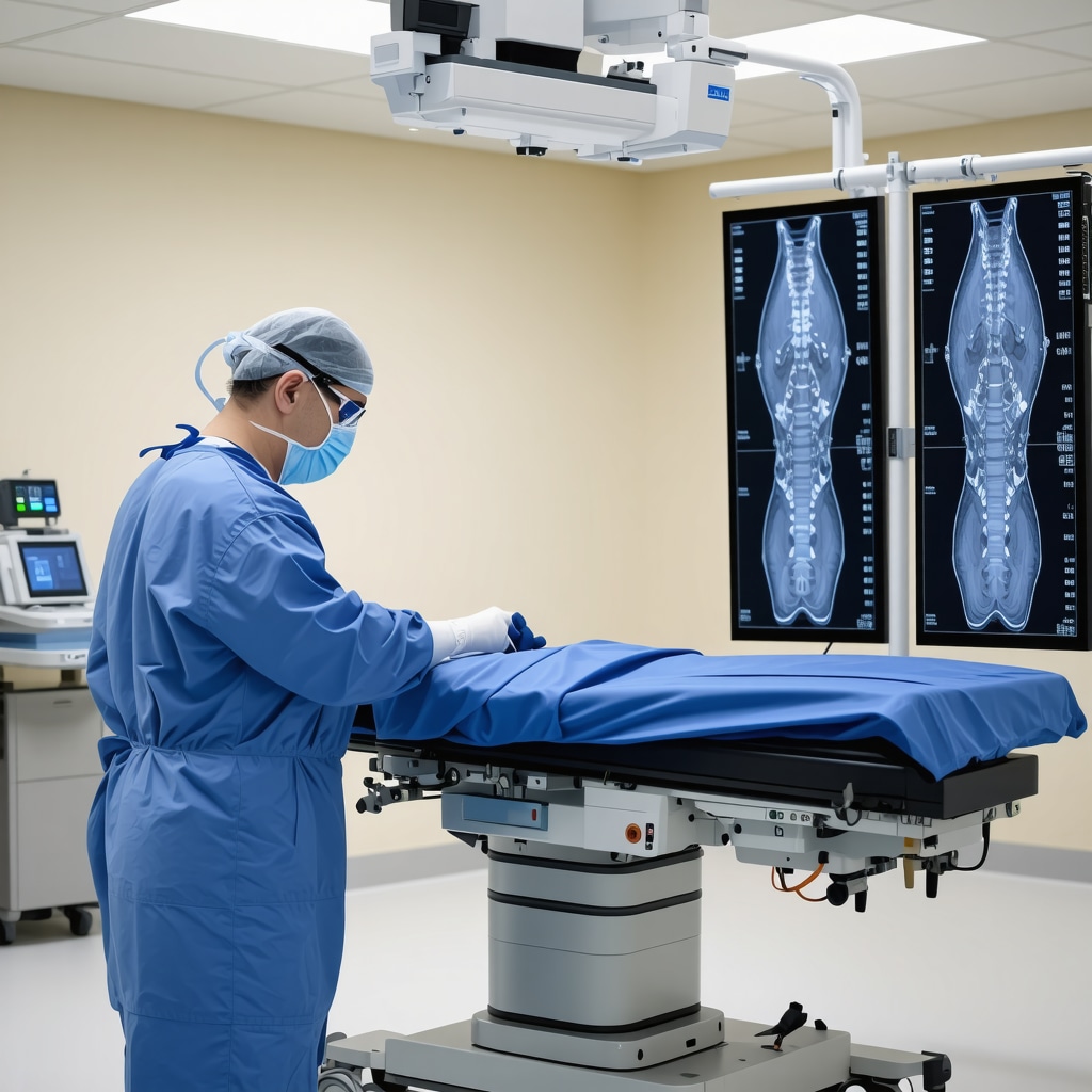 Surgeon using robotic system for spine surgery in New Jersey