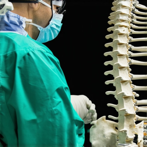 Surgeon operating advanced robotic system for minimally invasive spine procedure