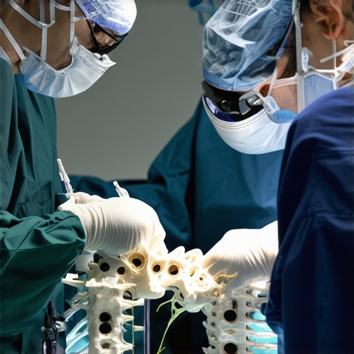 Spine surgeon operating with real-time 3D navigation technology