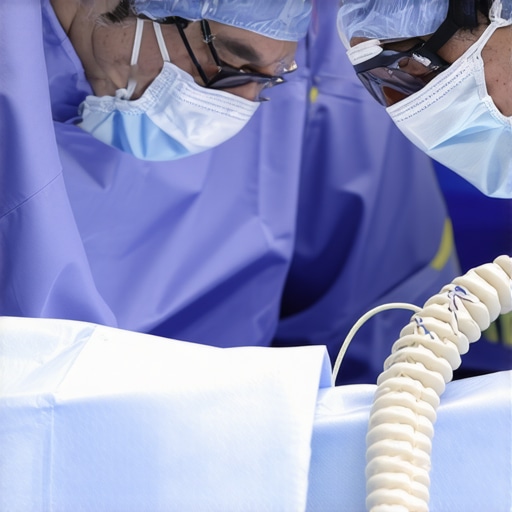 Robotic-Assisted Spine Surgery in NJ Surgeon using robotic system for precise spine surgery in a high-tech operating room.