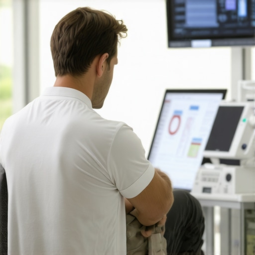A spine surgeon discussing treatment options with a patient in a clinic.