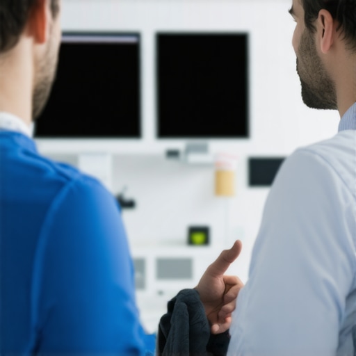 A doctor explaining spine surgery options to a patient in a medical office.
