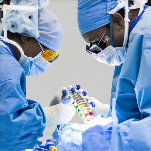 A high-tech robotic system assisting a surgeon during minimally-invasive spine surgery