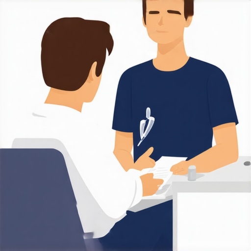 Patient discussing spine surgery options with a specialist in a clinic.