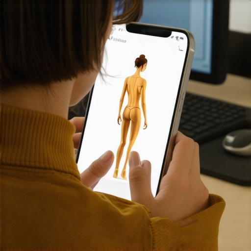 Someone analyzing their posture using a smartphone app for spine health
