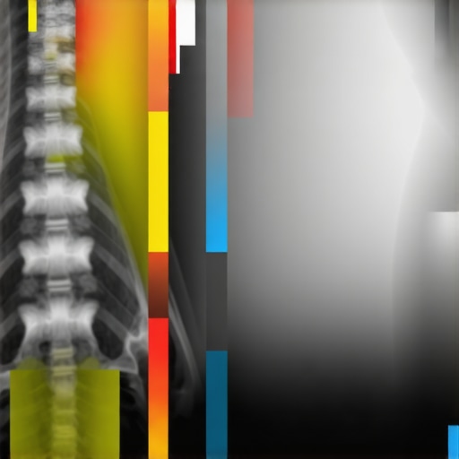 Spine X-ray showing areas of nerve compression and disc degeneration